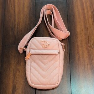 Buckle Down Pink Rose Gold Quilted Crossbody Bag